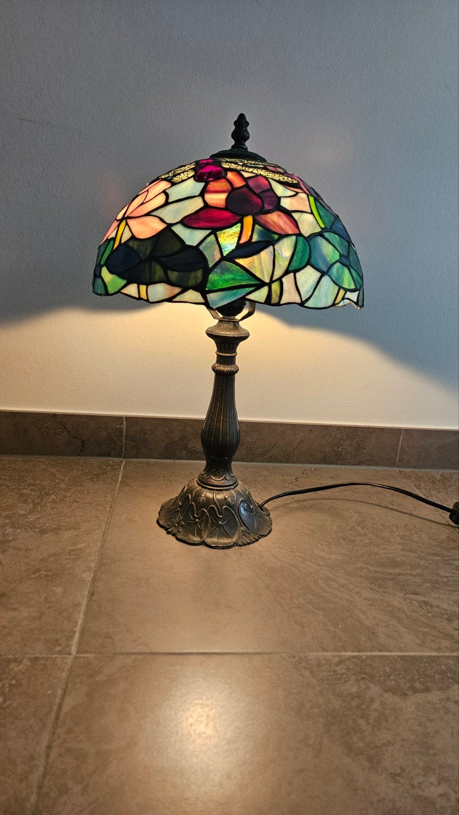 Tafellamp in Tiffany- stijl, Maison & Meubles, Lampes | Appliques, Verre, Bleu, Enlèvement