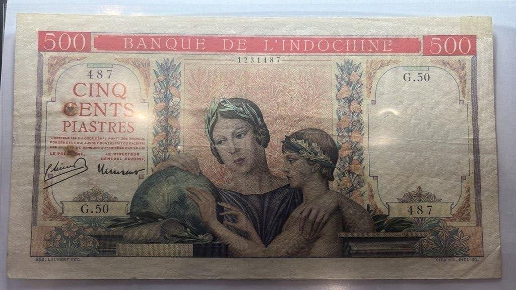 500 piastres Indochine française 1939-Pick P-57-Billet  coll, Timbres & Monnaies, Enlèvement ou Envoi, Asie du Sud Est, Billets en vrac