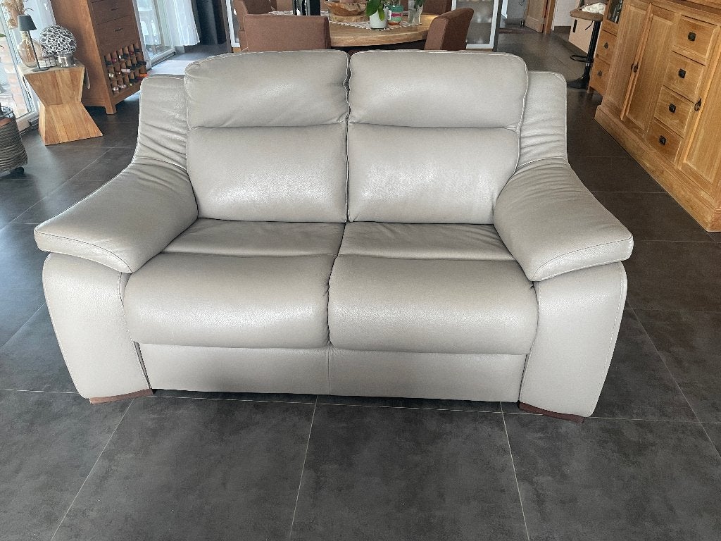 SALON CUIR 2 pl + 3 pl (2 relax électrique), 250 à 300 cm, Banc droit, Enlèvement, Utilisé