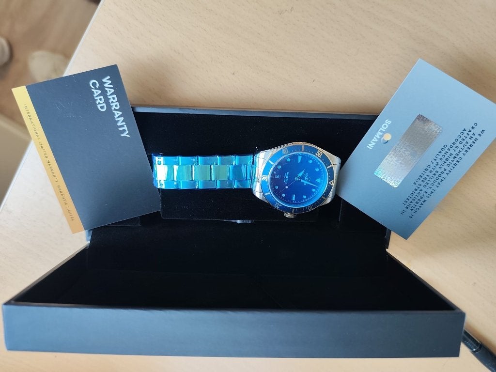 Horloge Solmani, Handtassen en Accessoires, Horloges | Heren, Staal, Staal, Polshorloge, Zo goed als nieuw