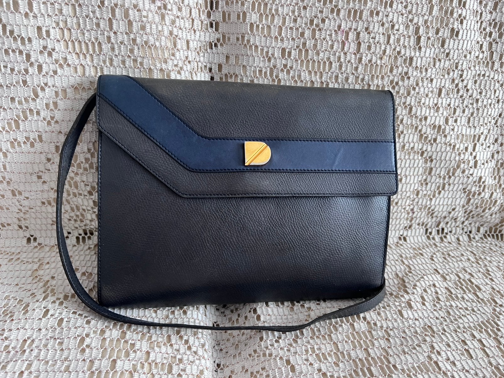 MARINEblauwe leren tas DELVAUX, Ophalen of Verzenden, Zo goed als nieuw, Blauw, Leer