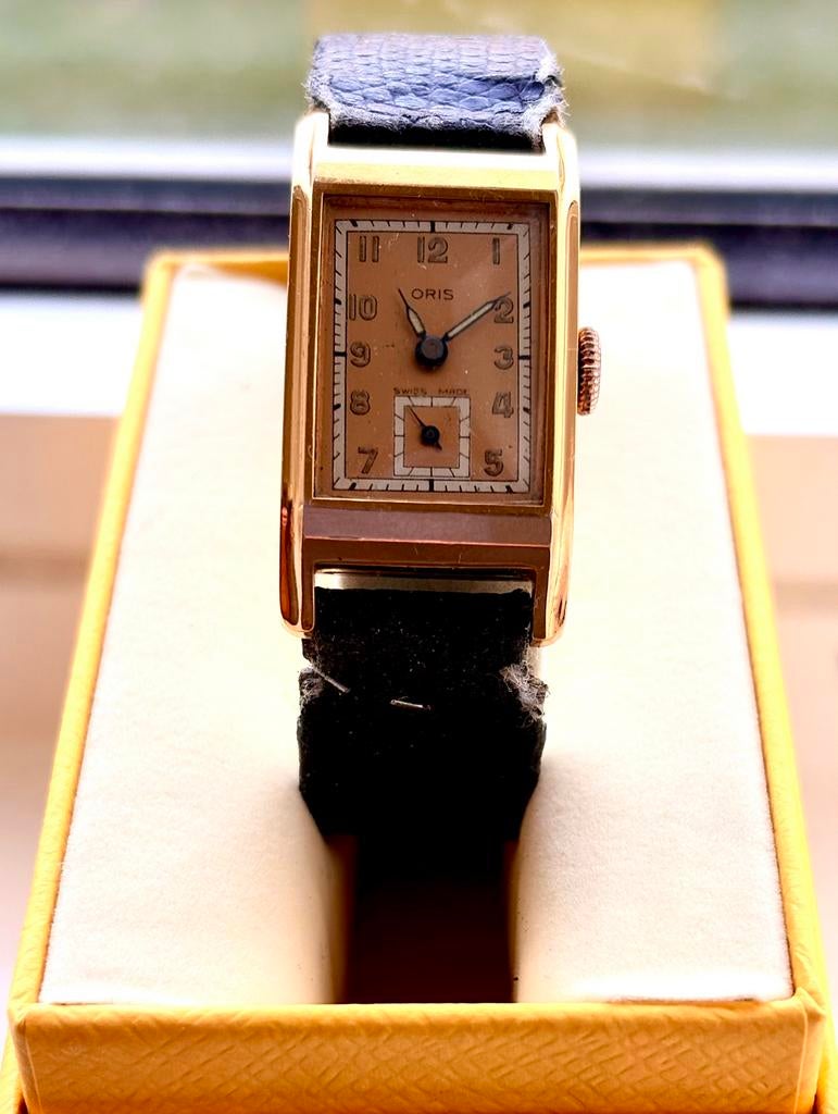 Montre ORIS Tank Art Déco (1930/40) - Rare - Collectionneur, Autres marques, Enlèvement ou Envoi, 1900 à 1930, Doré