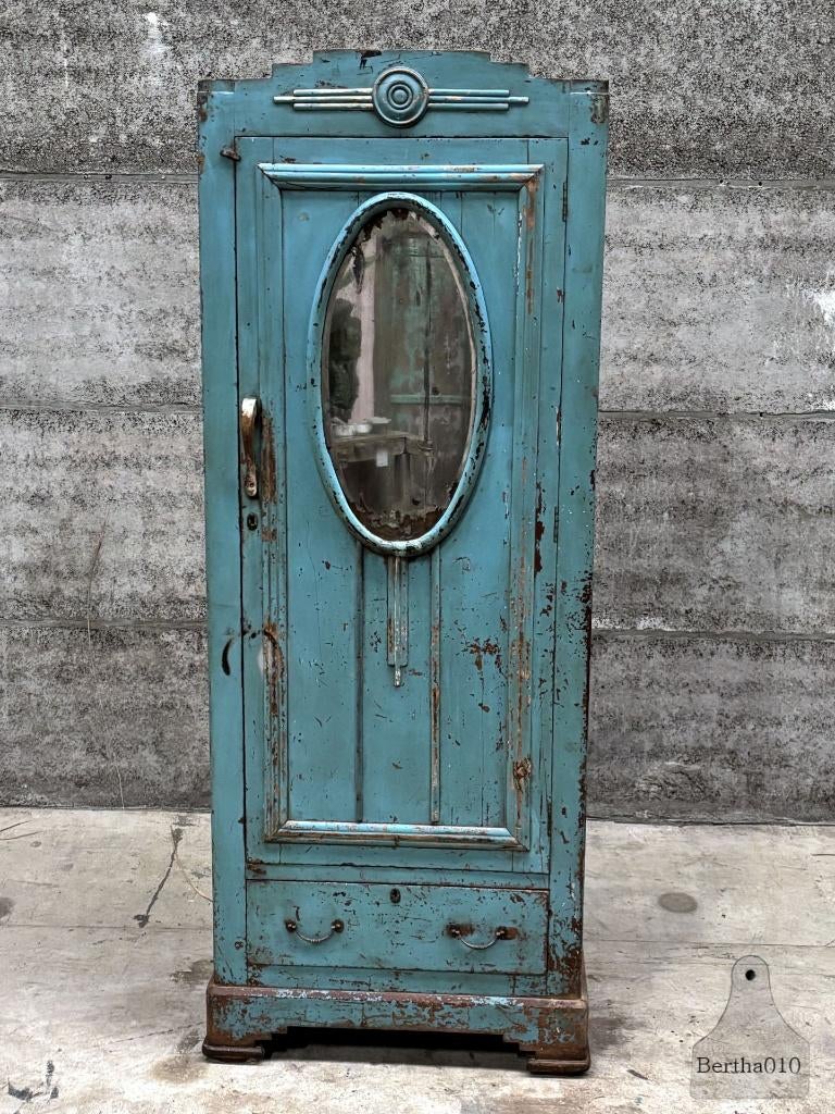 Authentieke Art Deco-kast met verweerde spiegel ca 1910, Ophalen