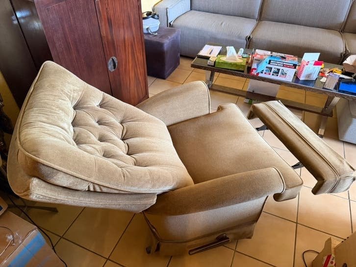 Amerikaanse La-Z-Boy Reclina-Rocker – vintage relaxfauteuil, Huis en Inrichting, Ophalen, Gebruikt, Hout