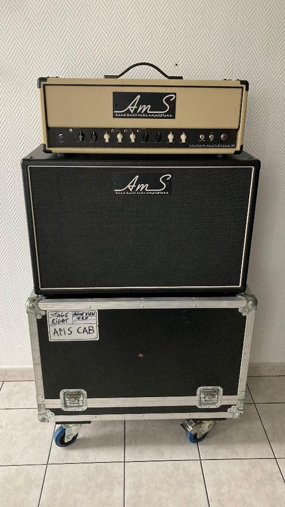 AMS 35W versterker + 2*12 cabinet (incl. cases), Ophalen, Gebruikt, Gitaar, Minder dan 50 watt