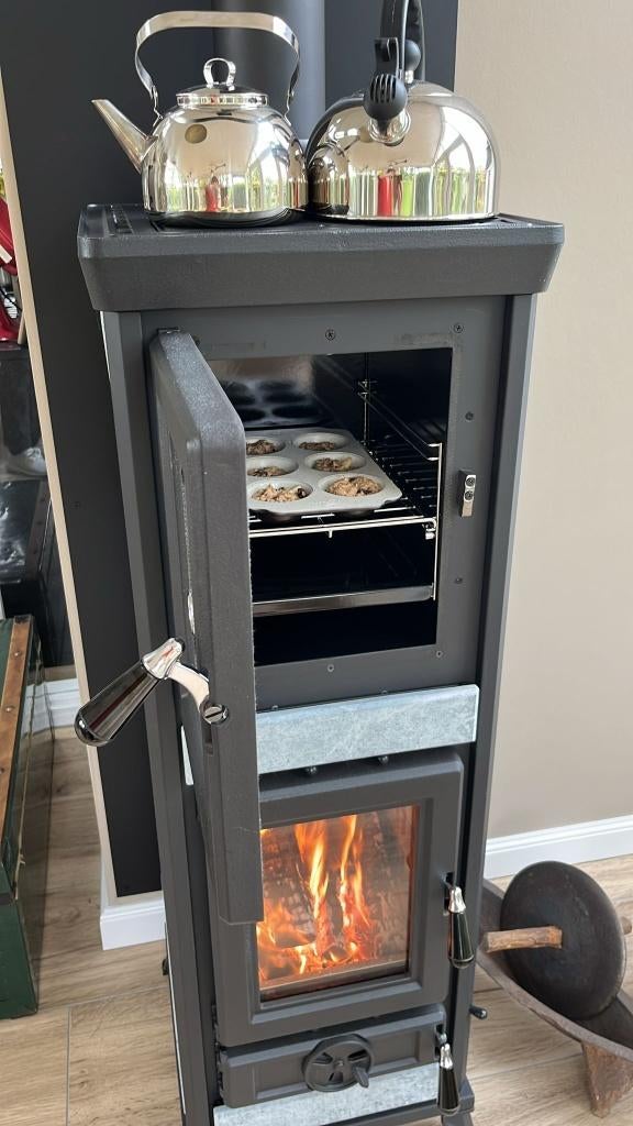 Gietijzeren Houtkachel met Oven en Bakplaat Agnese Speksteen, Oven, Nieuw, Ophalen of Verzenden, 60 cm of meer