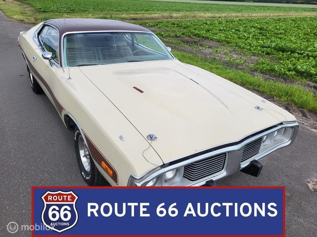 Dodge Charger SE | 1974 | Route 66 Auctions, Auto's, Zwart, Bedrijf, Handgeschakeld, Overige carrosserie