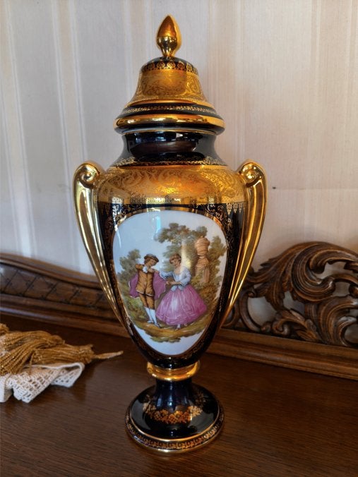 Grote Porseleinen Vaas met deksel van Limoges Frankrijk, Antiquités & Art, Enlèvement