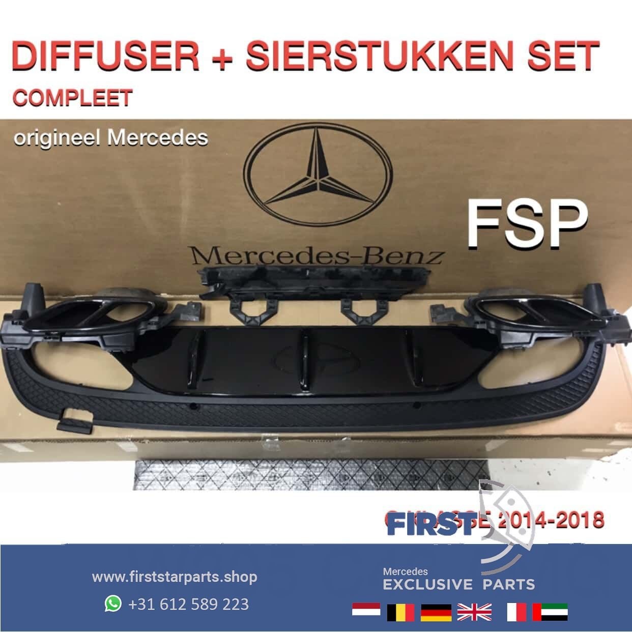 W205 DIFFUSER Achterskirt Bumper spoiler C43 AMG Mercedes C, Utilisé, -, -, Enlèvement ou Envoi