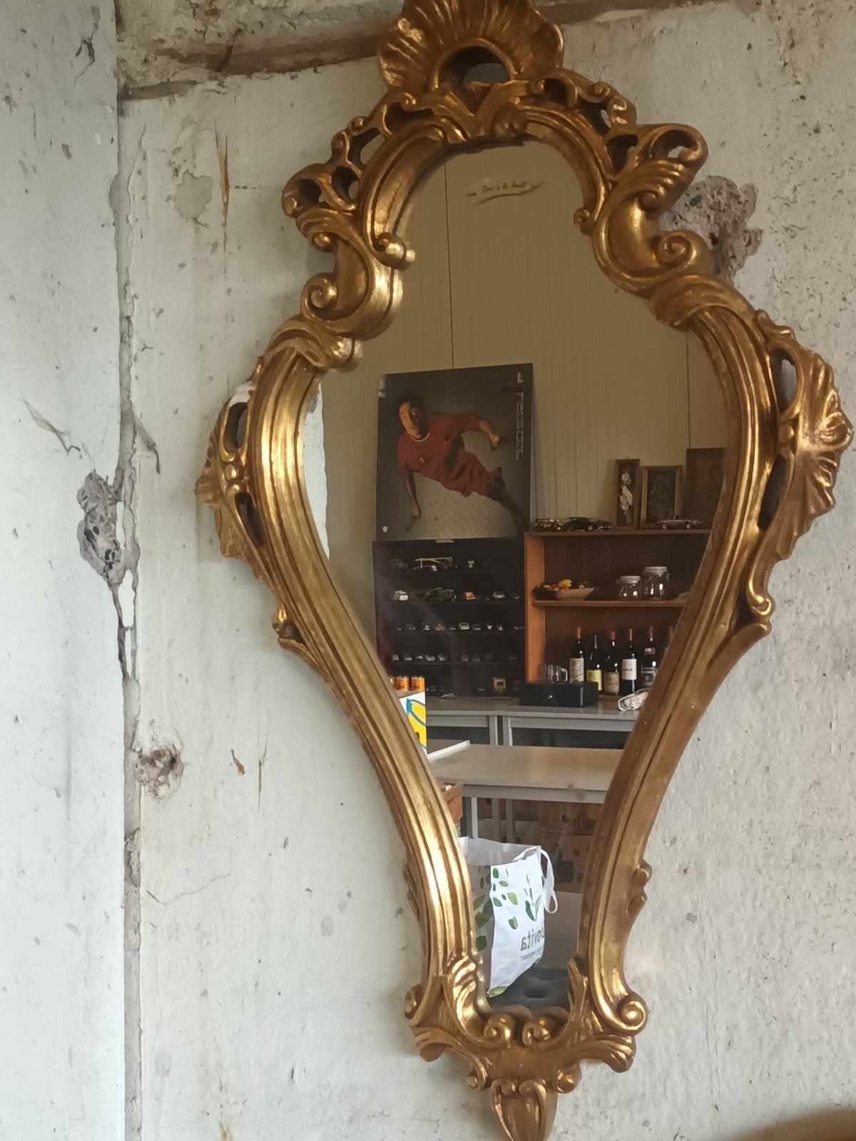 Prachtige Vintage Barok Spiegel – Handverguld Bladgoud (41x6, Ophalen of Verzenden