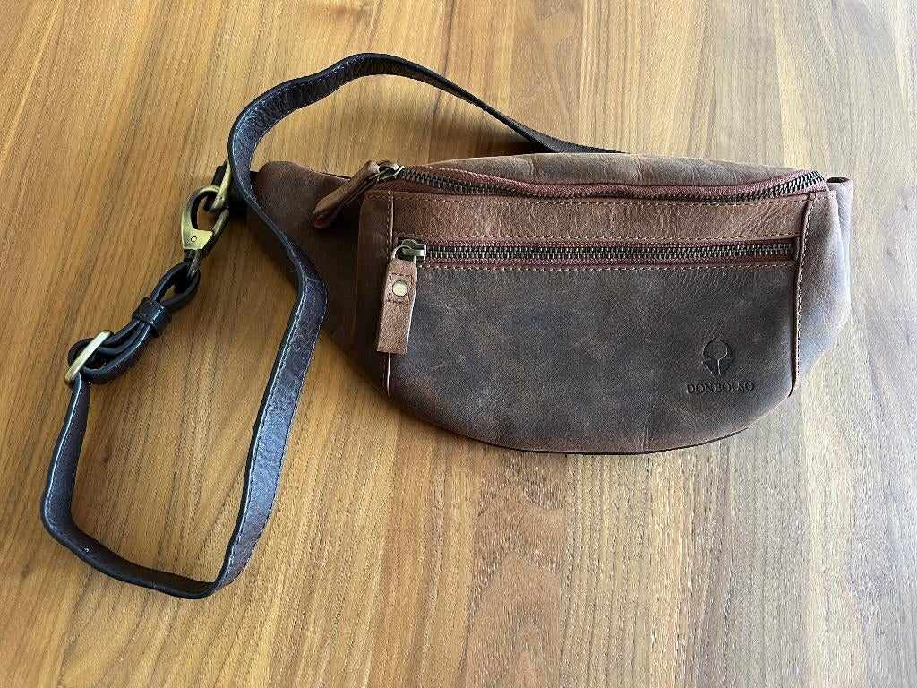 Lederen heuptasje Don Bolso, Overige merken, Bruin, Ophalen of Verzenden, Zo goed als nieuw