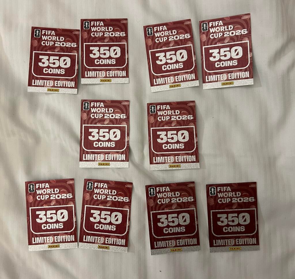 Panini FIFA World Cup 2026.350 pièces jeu en ligne 10 pièces, Enlèvement ou Envoi, Neuf, Plusieurs images