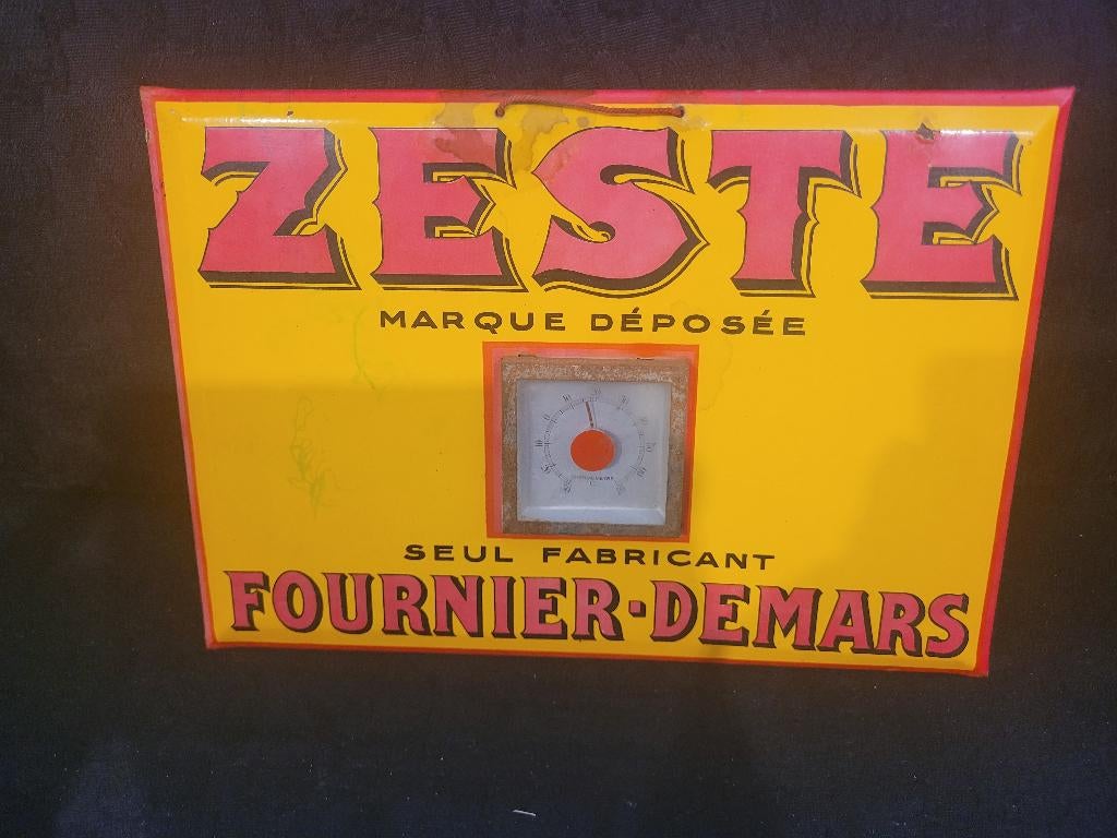 ancien thermomètre publicitaire zeste fournier demars, Collections, Enlèvement ou Envoi, Utilisé, Panneau publicitaire
