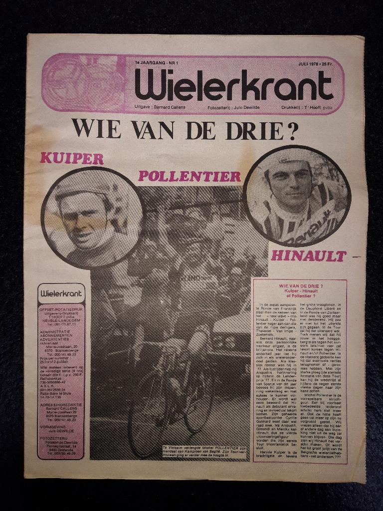 Wielerkrant - juli 1978, Verzenden, Zo goed als nieuw, Krant