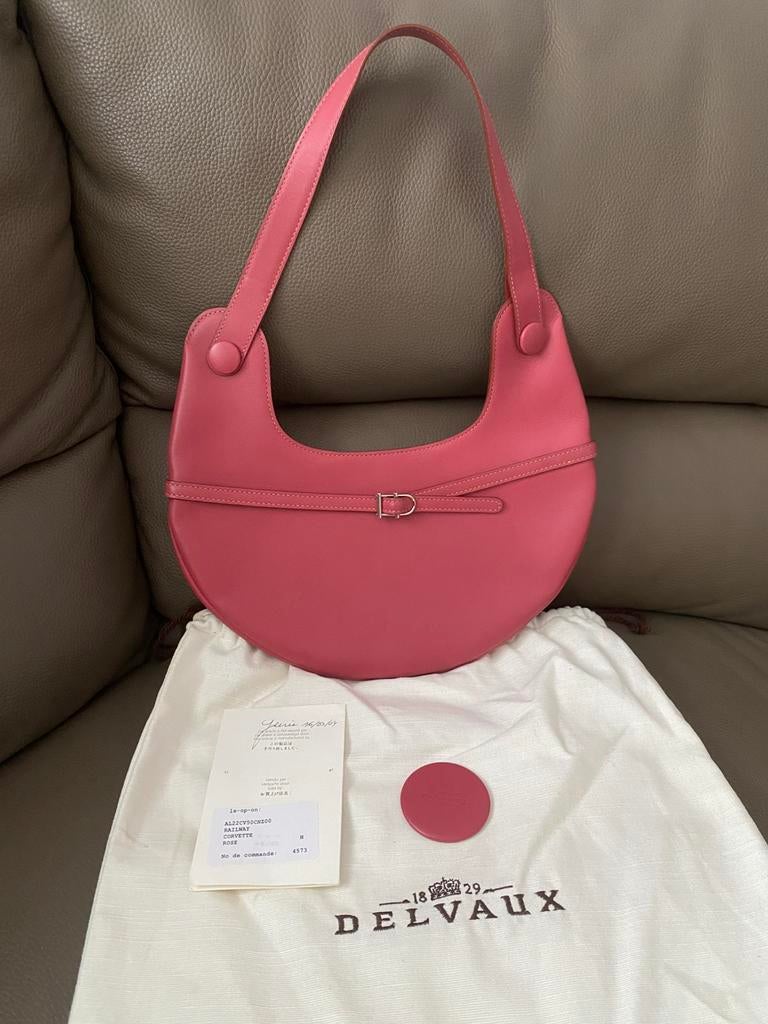 Sac à main Delvaux Railway Corvette rose Neuf jamais porté, Ophalen of Verzenden, Zo goed als nieuw, Roze, Handtas