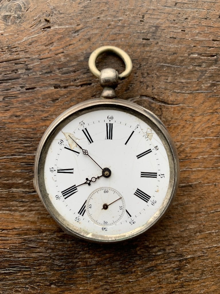 vintage zakhorloge zilver   LY LINDRE DIX RUBIS, Handtassen en Accessoires, Horloges | Antiek, Ophalen of Verzenden, Zilver, Zakhorloge