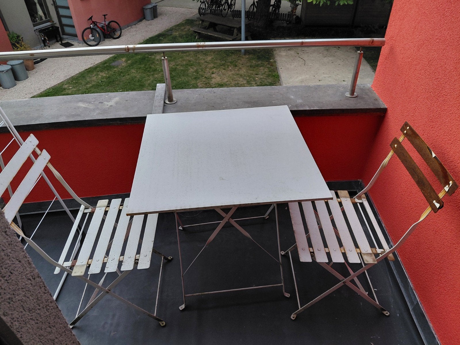 Oude ijzeren tafel en stoelen, Tuin en Terras, Tuinstoelen, Ophalen