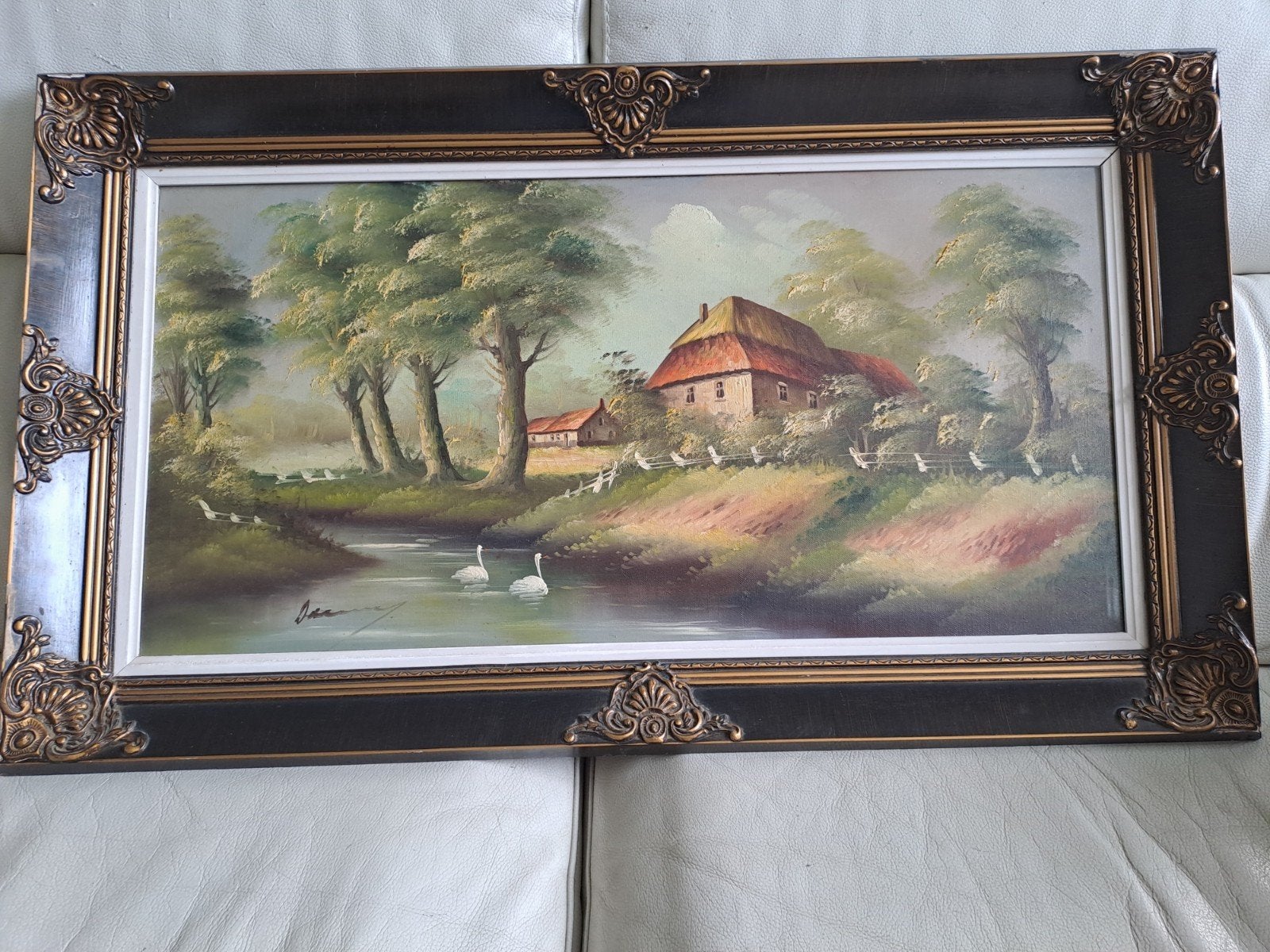 Toile encadrée, peinture à l' huile, Antiquités & Art, Enlèvement