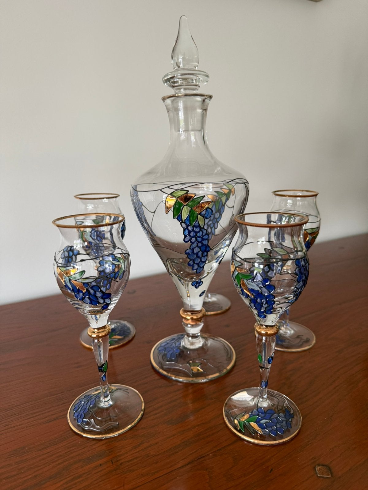 Tiffany glas karaf en glazen, Ophalen