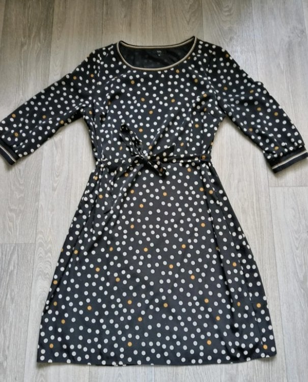 Jurk polka dot mt 40 Sora/JBC, Kleding | Dames, Maat 38/40 (M), Zwart, Ophalen of Verzenden, Zo goed als nieuw