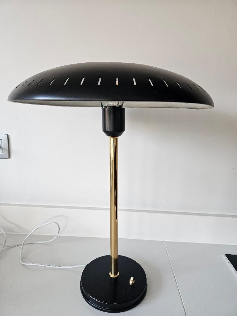 Tafellamp Senior van Louis Kalff in zwart, Gebruikt, 50 tot 75 cm, Ophalen of Verzenden, Mid Century
