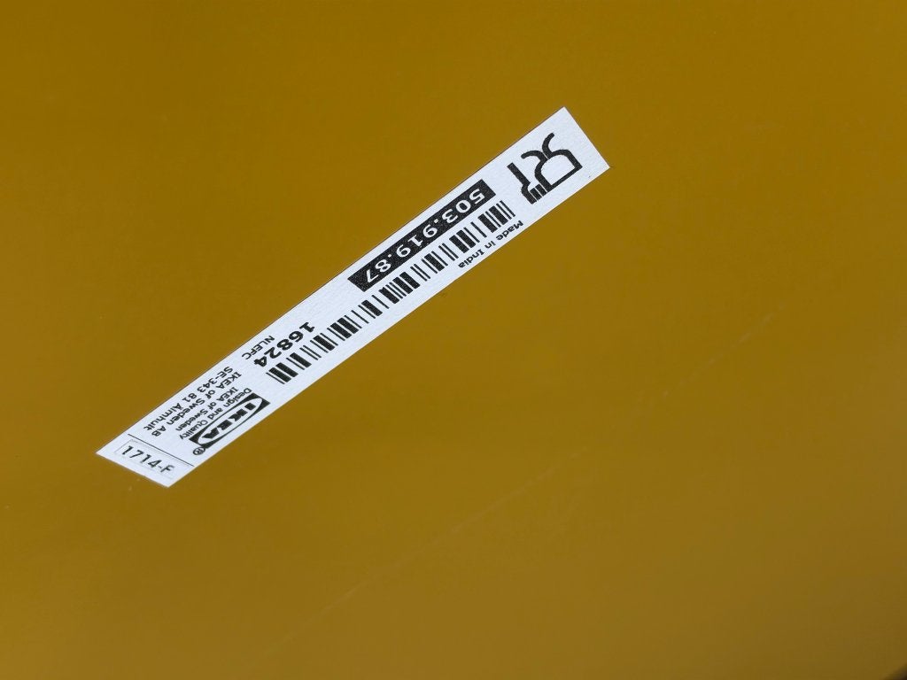 IKEA JORID ronde salontafel 73 cm – oker / goudgeel, Ophalen, Gebruikt, 50 tot 100 cm, Rond