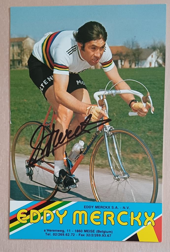 Getekende postkaart van EDDY MERCKX, Ophalen, Foto