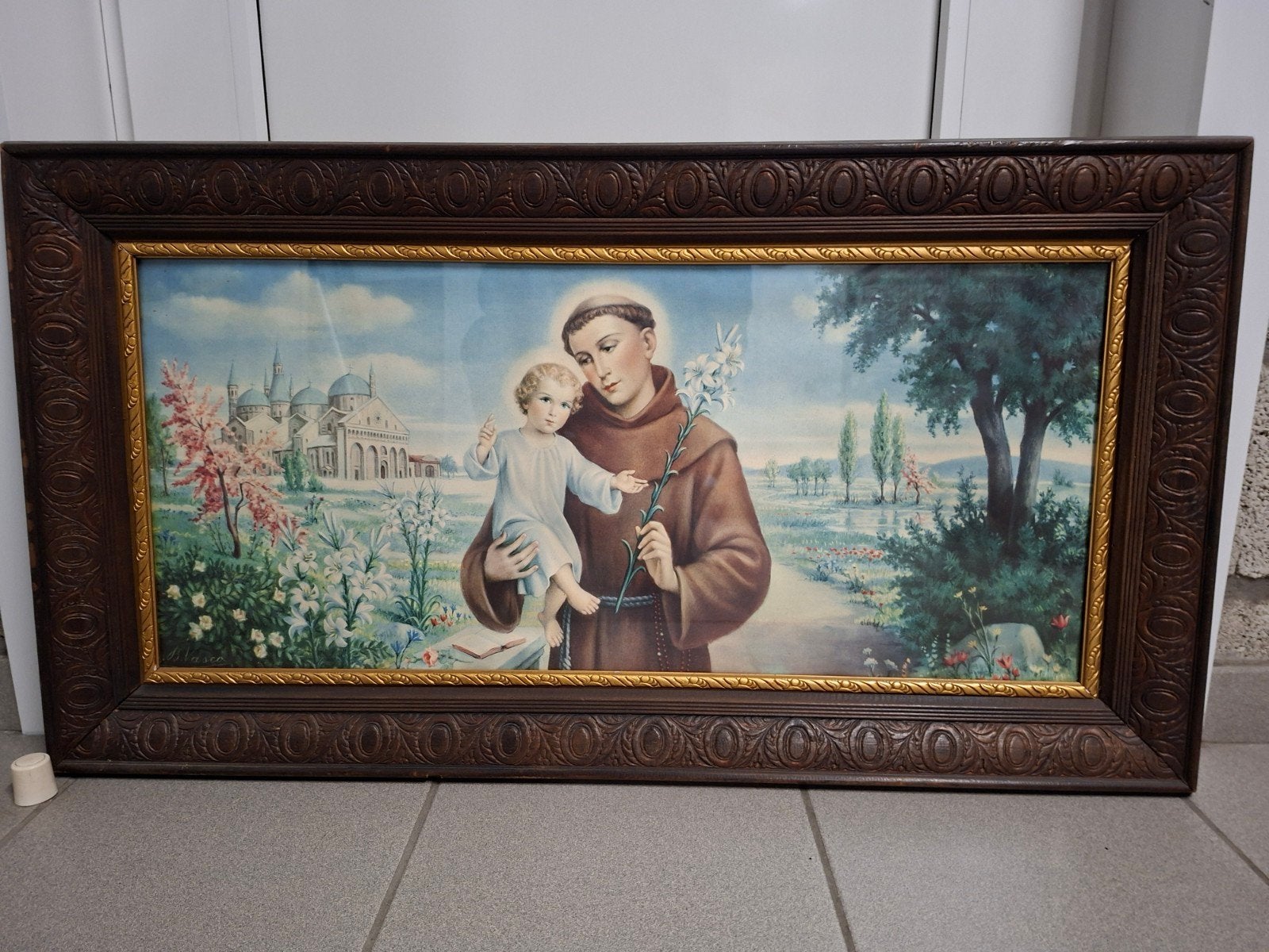 grote oude schilderij  gesigneerd zie foto, Enlèvement, Signé