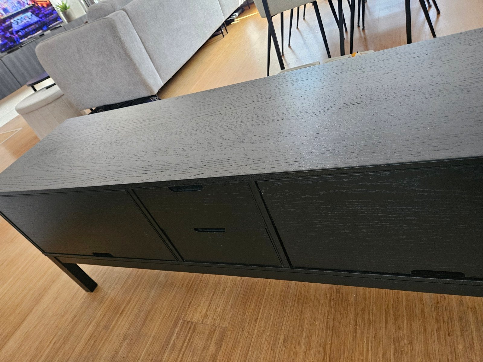 Zo goed als nieuw IKEA Stockholm TV-meubel (Donker eiken), Huis en Inrichting, Ophalen, Zo goed als nieuw