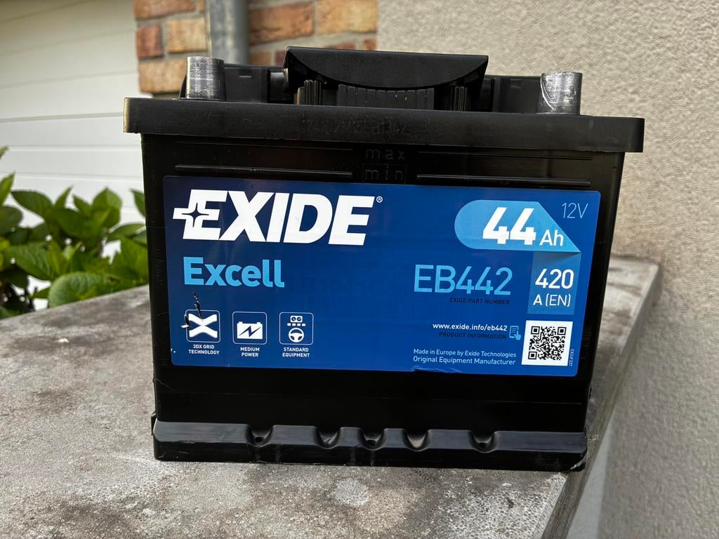 Batterie voiture 12V 44Ah Exide (pour Corsa, Clio, Polo...), Enlèvement