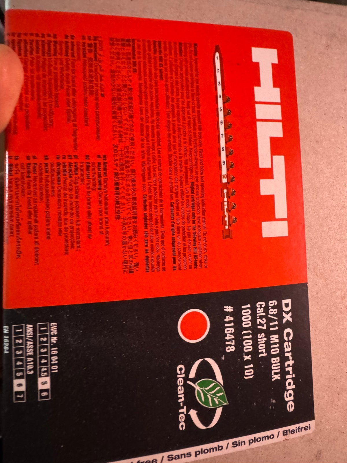 Cartouches Hilti DX 6.8/11 M10 BULK, Enlèvement