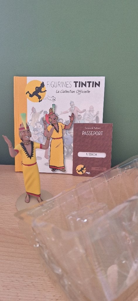 Figurine de l'inca +livre+certificat - Tintin, Collections, Enlèvement ou Envoi, Tintin, Statue ou Figurine