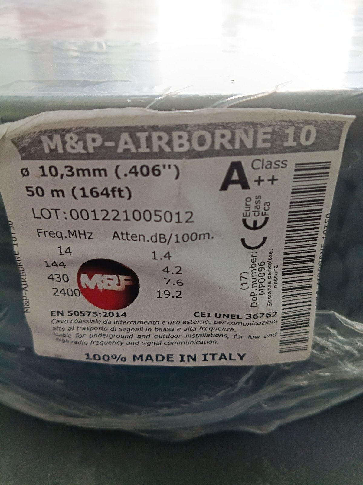 Câble coaxial HF Airborne 10 50M Neuf emballé, Envoi, Neuf