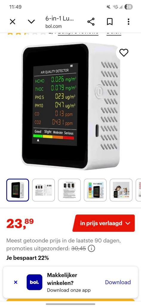 Luchtkwaliteitsmeter 6 in 1, Informatique & Logiciels, E-readers, Enlèvement