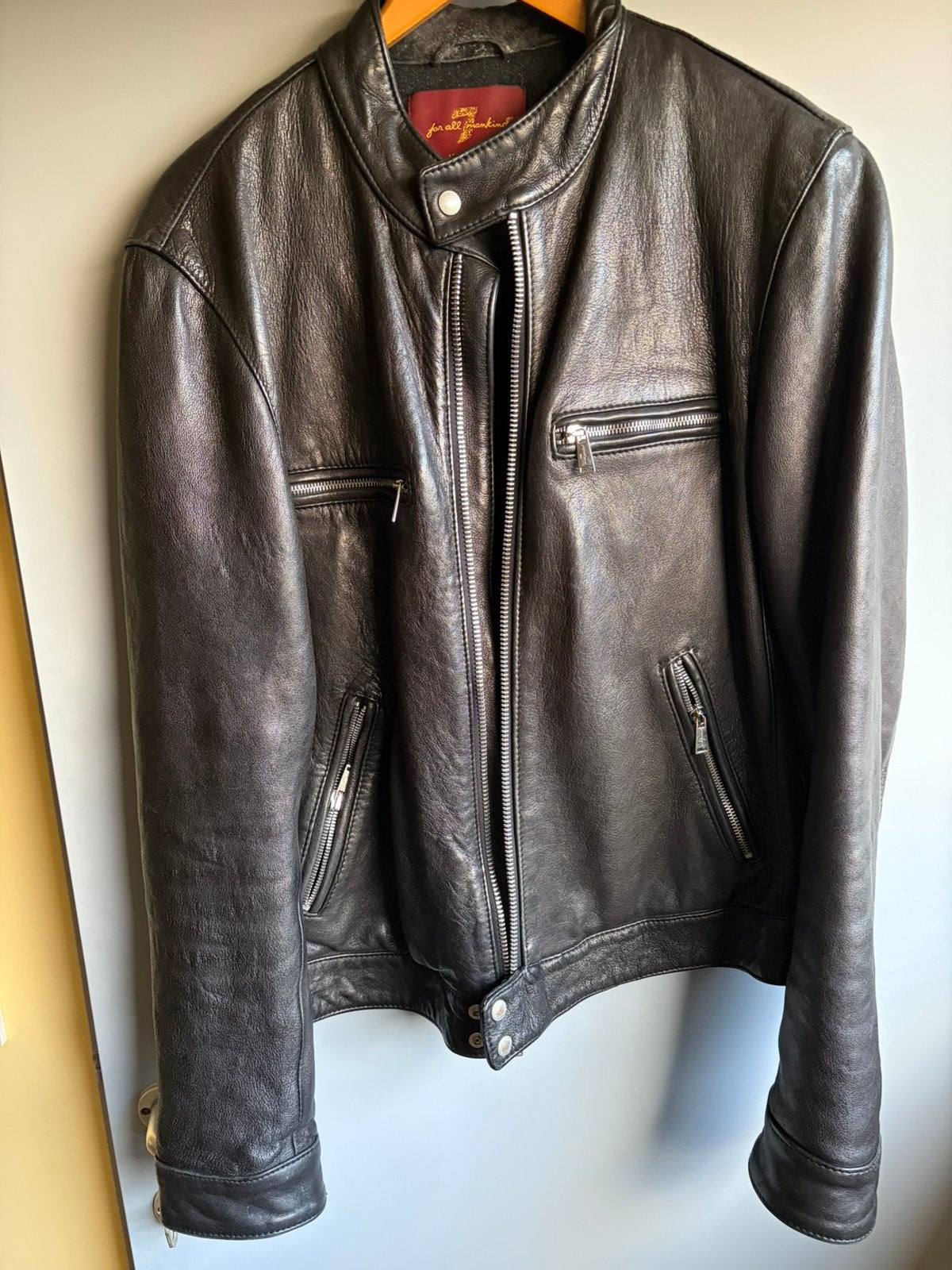 7 For All Mankind leren jas - Gemaakt in Italië - T48, Kleding | Heren, Ophalen of Verzenden, Zo goed als nieuw, Maat 48/50 (M)