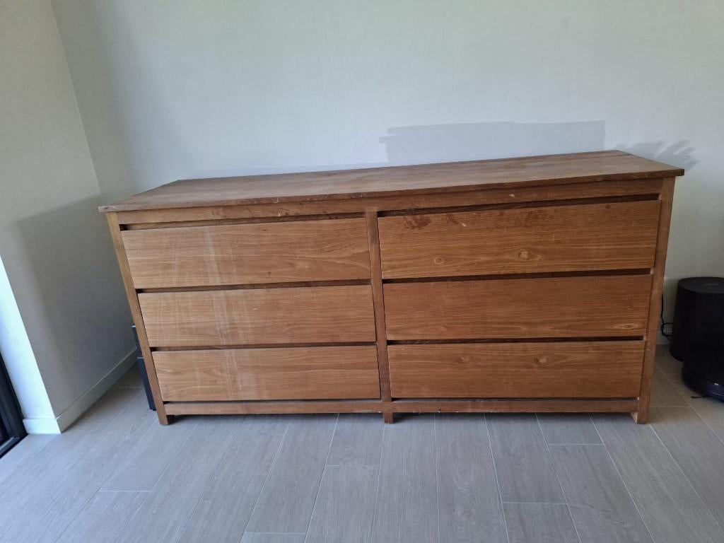 Armoire en bois (teck) avec 6 tiroirs spacieux, Maison & Meubles, Armoires | Commodes, Utilisé, Moins de 100 cm, 200 cm ou plus
