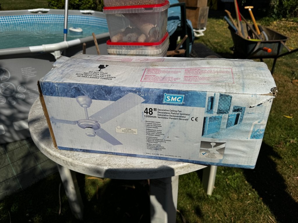 Plafond ventilator, Ophalen, Kunststof, Zo goed als nieuw, Wit