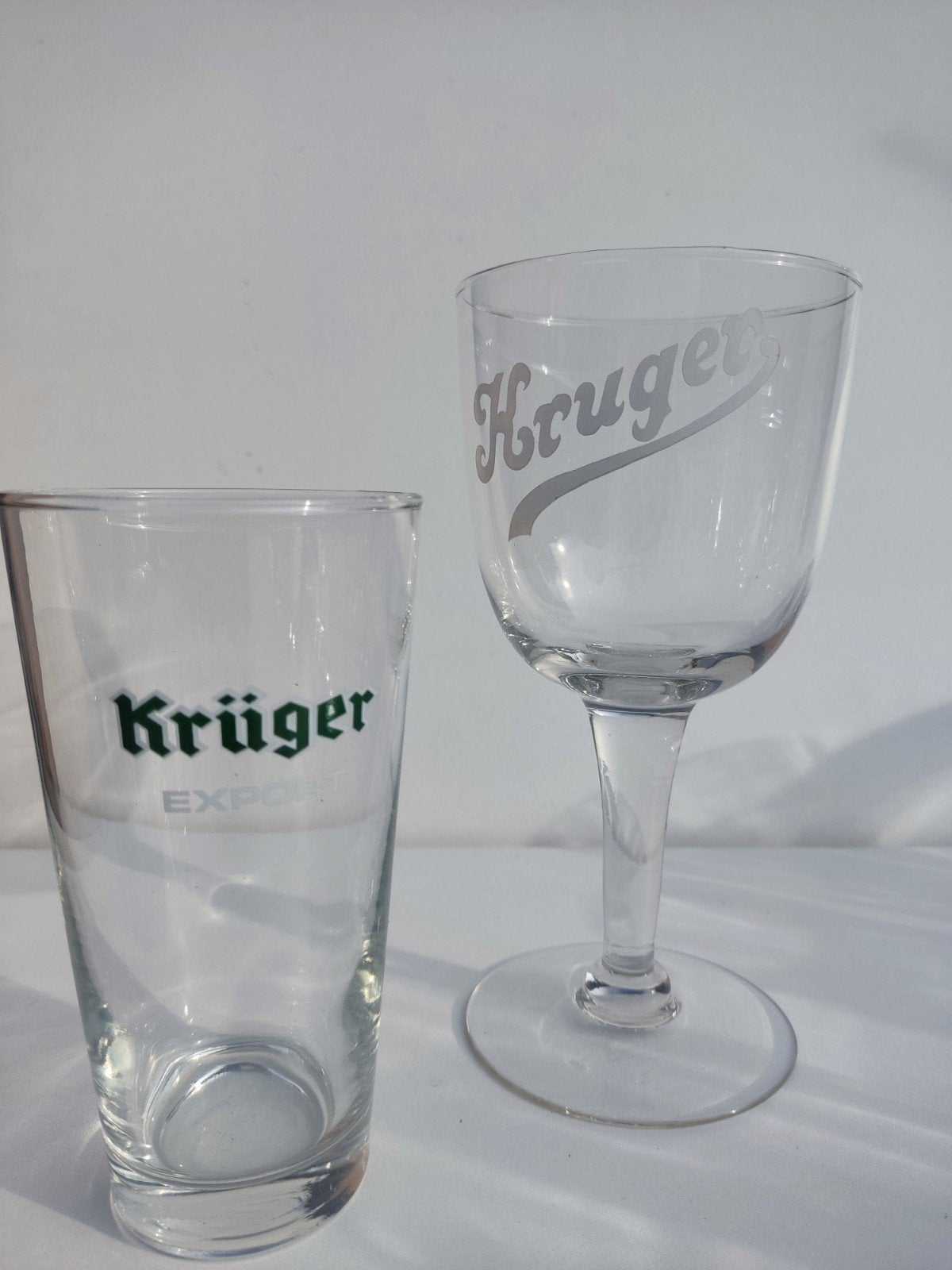 Oude krüger glazen 2 stuks, Ophalen, Zo goed als nieuw, Glas of Glazen