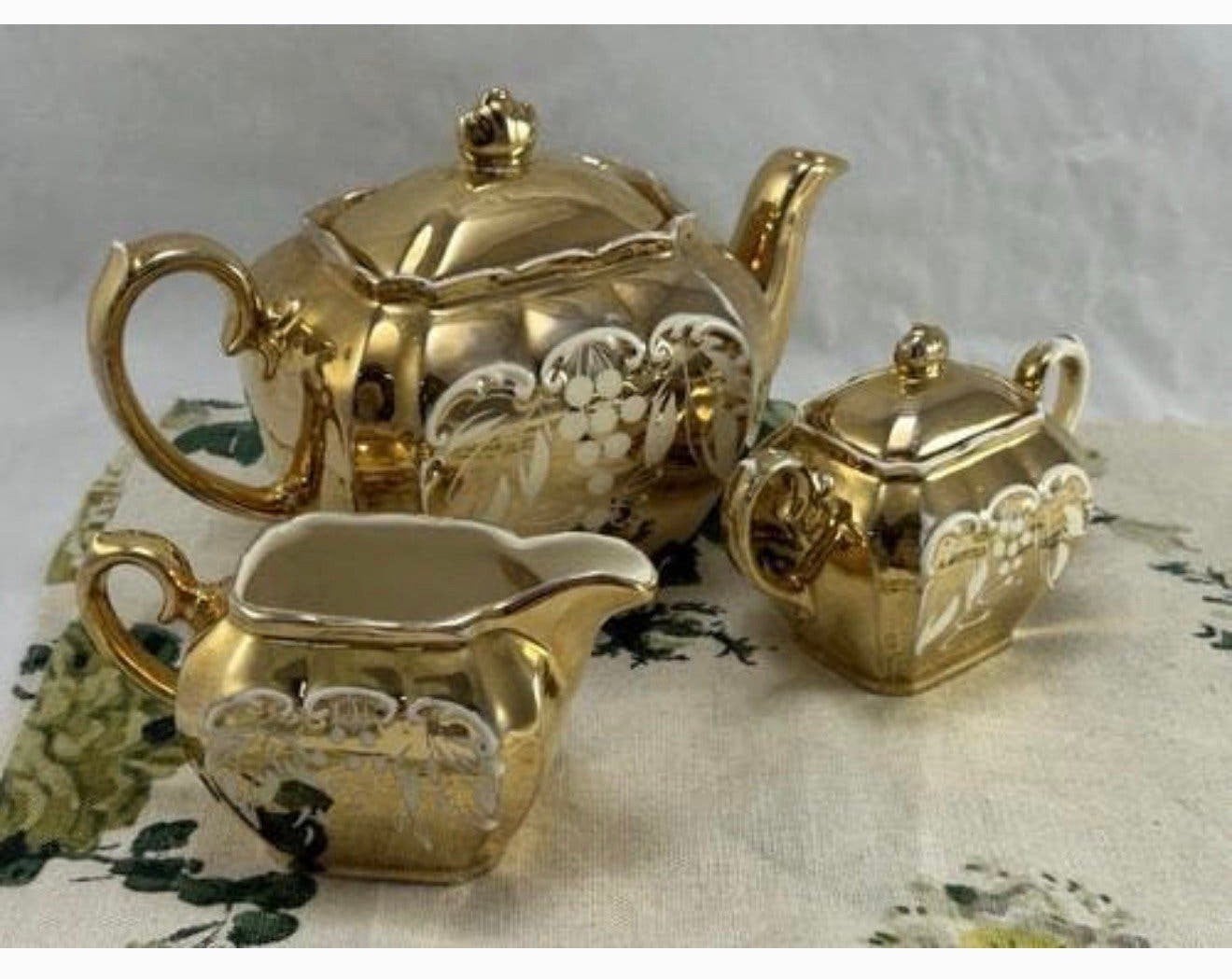Sadler Gold Lustre 3 delige thee-set 1950 Zeldzaam + theepot, Antiek en Kunst, Ophalen of Verzenden