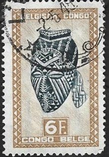 1 Postzegel Belgisch Congo 1948 inheemse kunst, Enlèvement ou Envoi, Autres pays, Affranchi