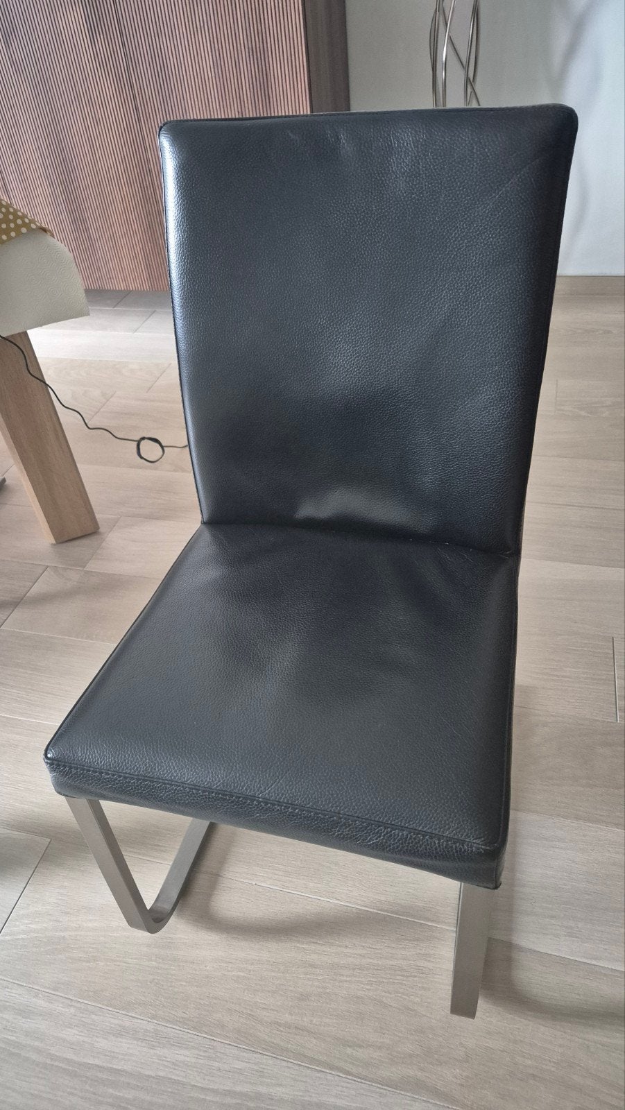 6 lederen design stoelen., Huis en Inrichting, Stoelen, Ophalen, Zwart, Leer, Zo goed als nieuw