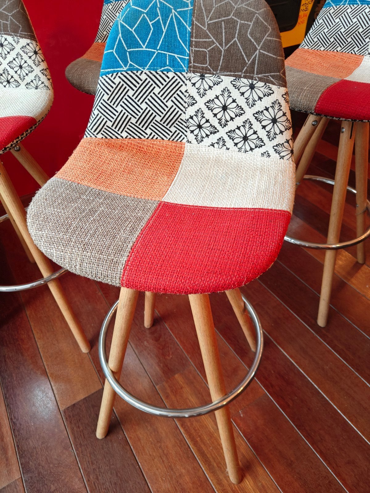 Tabouret bar, Huis en Inrichting, Barkrukken, Hout, Metaal, 4 krukken, Met voetsteun, Ophalen