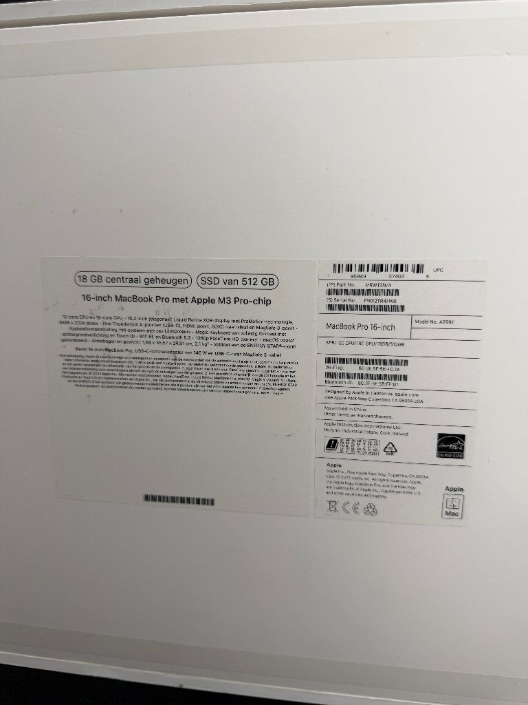 MacBook Pro 16" M3 Pro 18 GB/512 GB —, Gebruikt, Qwerty, 512 GB, Ophalen of Verzenden