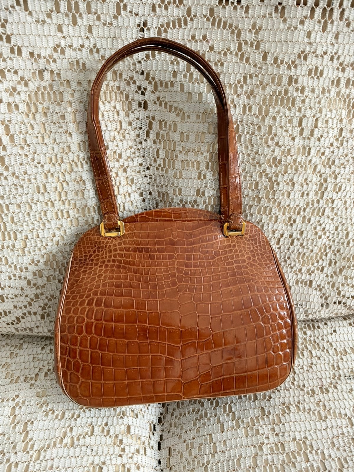 Sac DELVAUX cuir de crocodile cognac, Enlèvement ou Envoi, Comme neuf