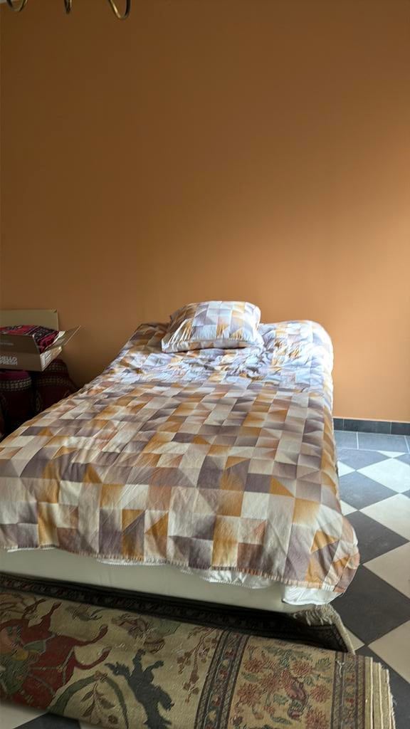 Bed box ergosleep B 120 L 200. Kunstleder Crush wit, Maison & Meubles, Enlèvement, Comme neuf, Blanc, Réglable