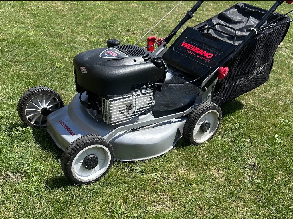 Professionele Weibang Grasmaaier te koop., Tuin en Terras, Ophalen, Cirkelmaaier, Zo goed als nieuw, Benzine-grasmaaier