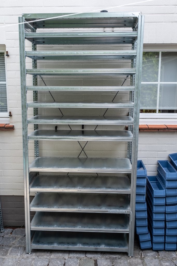 Metalen rek met plastic bakken, Ophalen, Gebruikt, 100 cm of meer, 60 cm of meer