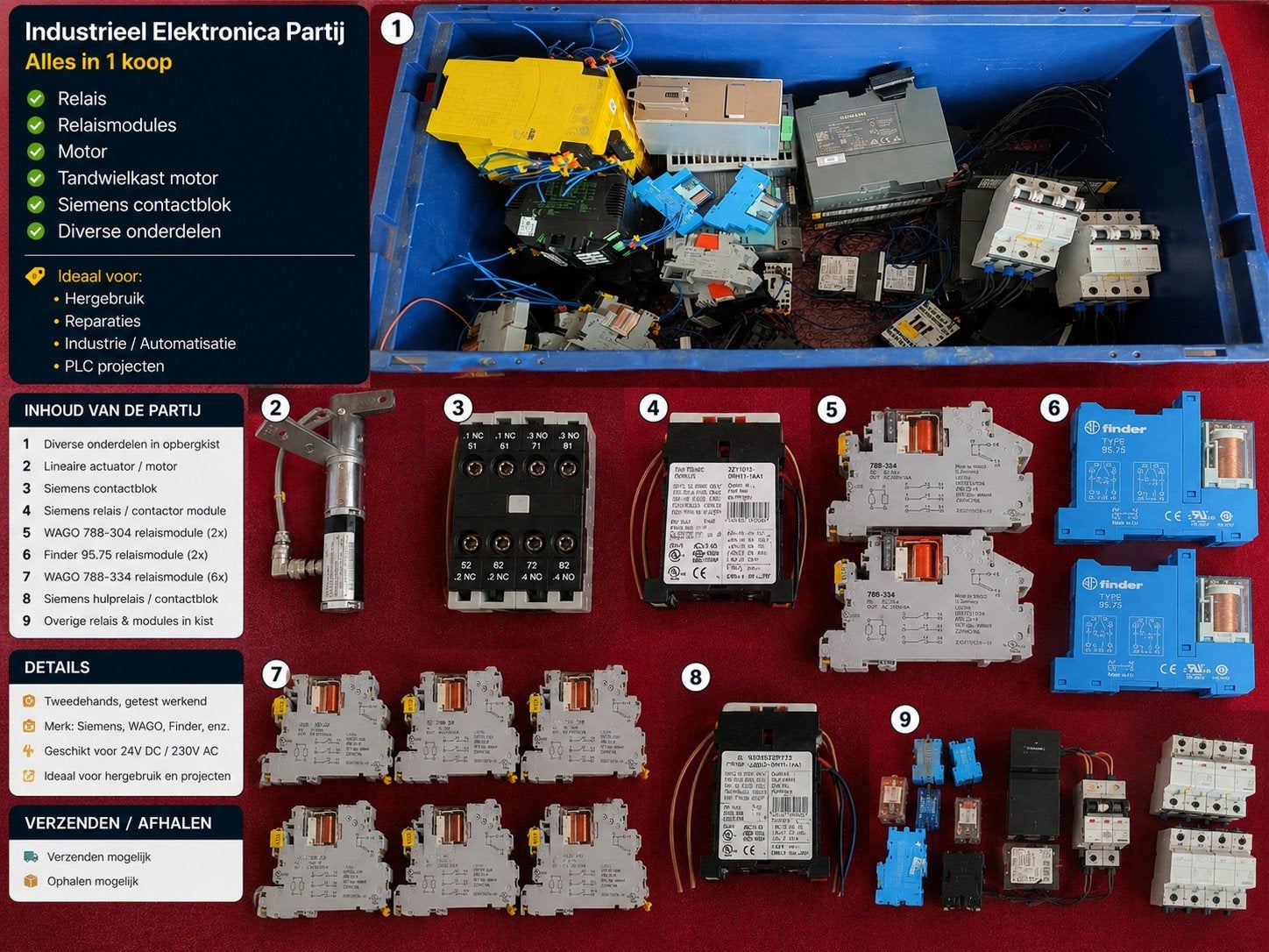 Industrieel Elektrisch Materiaal Lot – Siemens, WAGO, Pilz,, Ophalen, Gebruikt, Installatieautomaat
