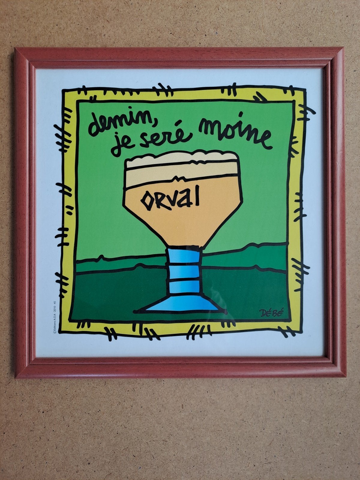 Orval. Illustrations de DeBe., Collections, Marques de bière, Enlèvement ou Envoi, Neuf, Panneau, Plaque ou Plaquette publicitaire