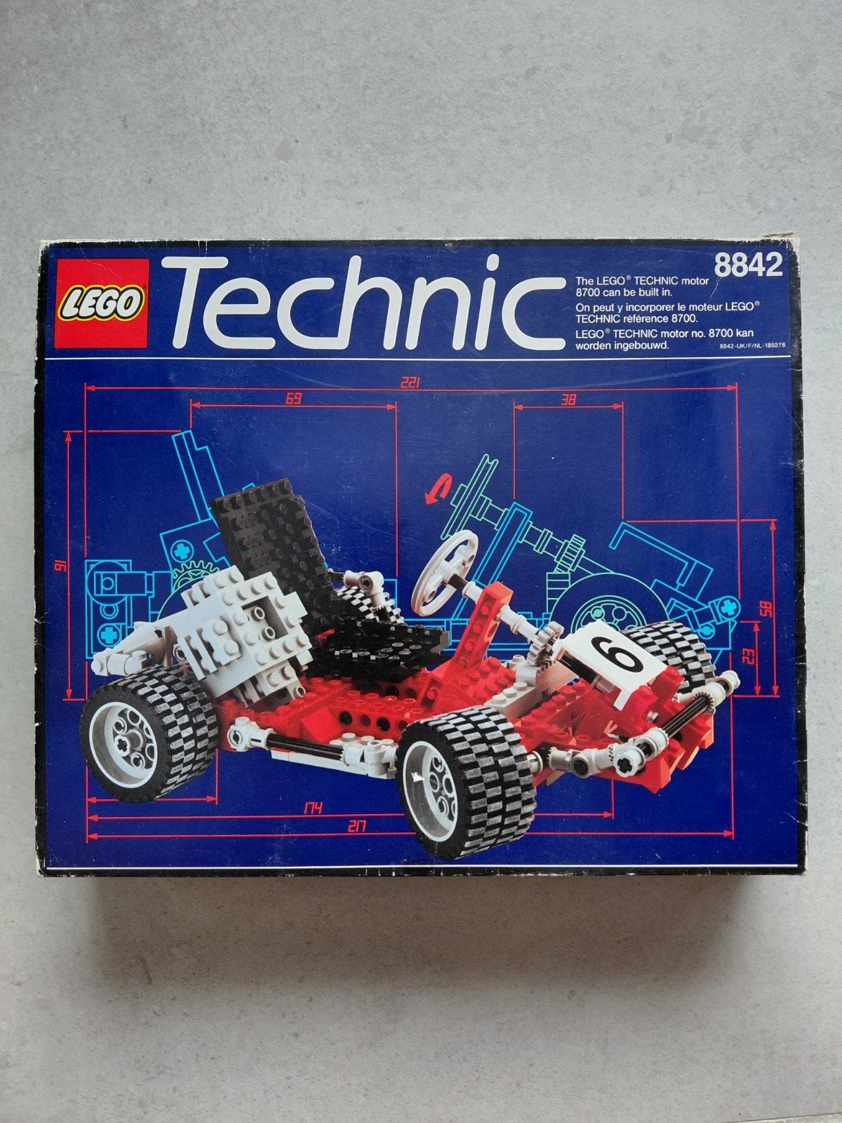 Vintage LEGO Technic go-kart 8842 uit de 80's, Gebruikt, Lego, Ophalen of Verzenden, Technic
